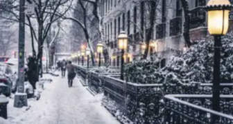 Snow scene of the street