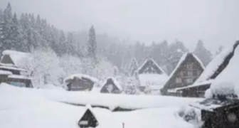 Snow scene of the village
